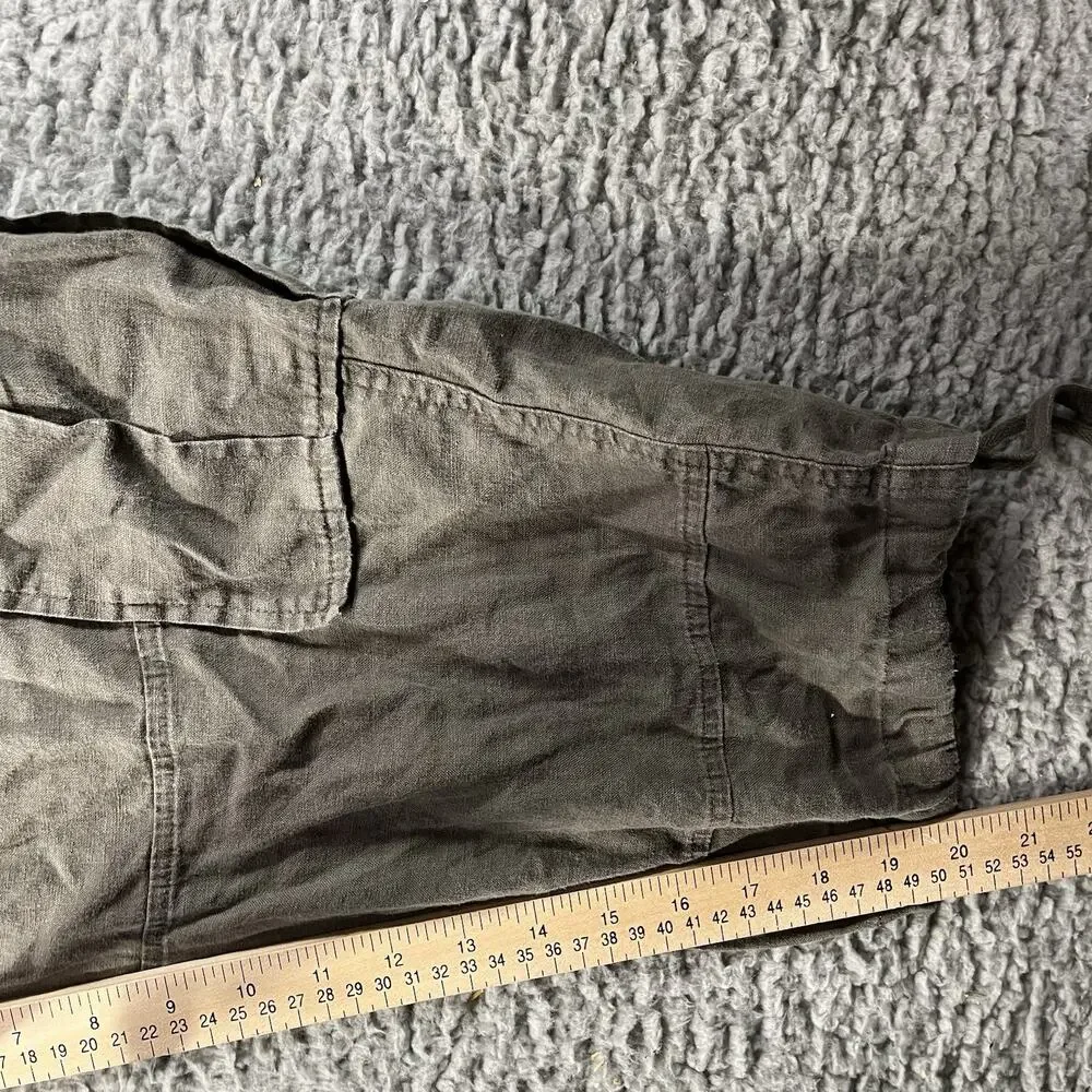 Banana Republic Womens Size 12 Olive Green 100% Linen Slouchy Cargo Crop Pants